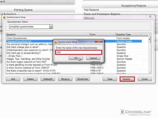 The Client Questionaire - CrossLink Professional Tax Software