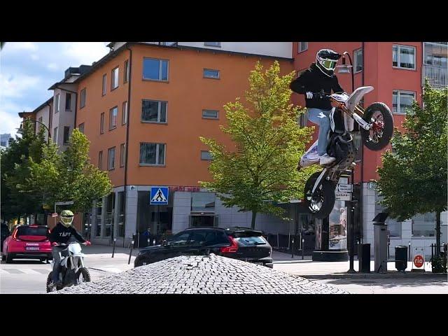 EPIC JUMPS IN THE MIDDLE OF STOCKHOLM CITY! (Supermoto, BikeLife)