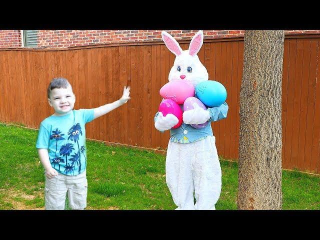 Caleb Pretend Play Easter Bunny Surprise Egg Hunt for kids!