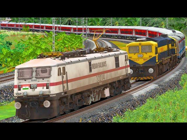 WAP7 RESCUE WDG4 EXPRESS TRAIN | BUMPY RAILROAD CROSSING | TRAIN SIMULATOR | NTG GAMING