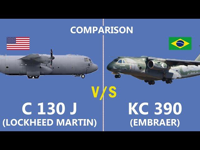 Comparison of the Embraer KC-390 Vs the Lockheed Martin C-130J cargo plane.