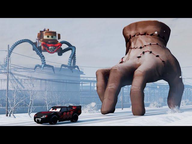 Epic escape from Lightning McQueen Eater, Squidward Eater, Sheriff Eater, Thing |BeamNG.Drive