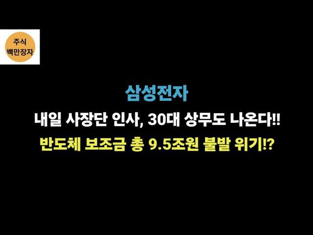 삼성전자 내일 사장단 인사, 30대 상무도 나온다!!  반도체 보조금 총 9.5조원 불발 위기!?