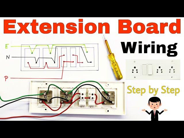 How to Make Electrical Extension Board | 3Sockets+2Switches connection | Switch board wiring