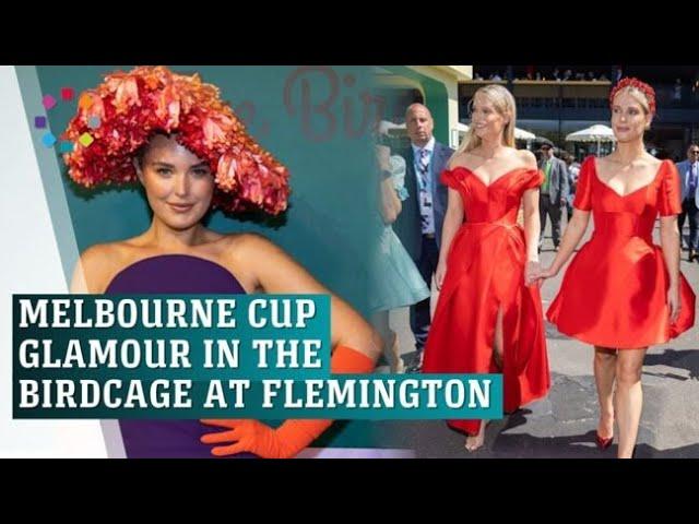 Celebrity glamour in the Birdcage on Melbourne Cup day