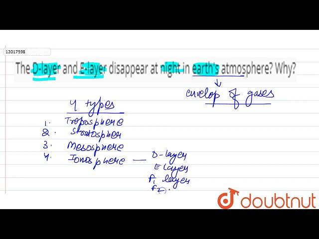 The D-layer and E-layer disappear at night in earth's atmosphere? Why?