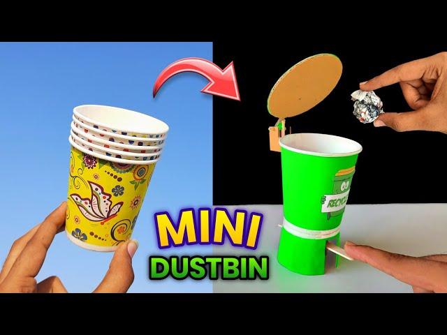 Best Mini Dustin made from paper cup , how to make desk organizer , how to make dustbin