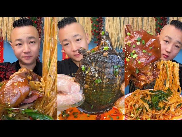 ASMR MUKBANG|FRIED PORK ELBOW WITH EGG AND VERMICELLI | BRAISED PORK ELBOW