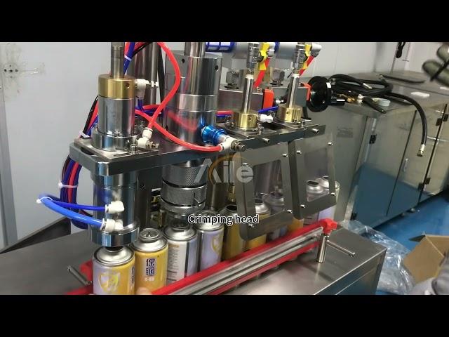 AILE Semi Automatic Butane Gas Aerosol Filling Machine With 2 gas heads(test video)