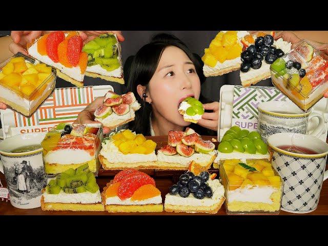 FRESH FRUIT TART & CREAMY CAKE ASMR EATING SOUNDS DESSERT KOREAN MUKBANG