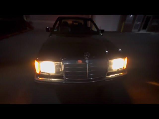 1993 Mercedes-Benz 300CE lights, seat belt presenters, stereo at night 9/12/24