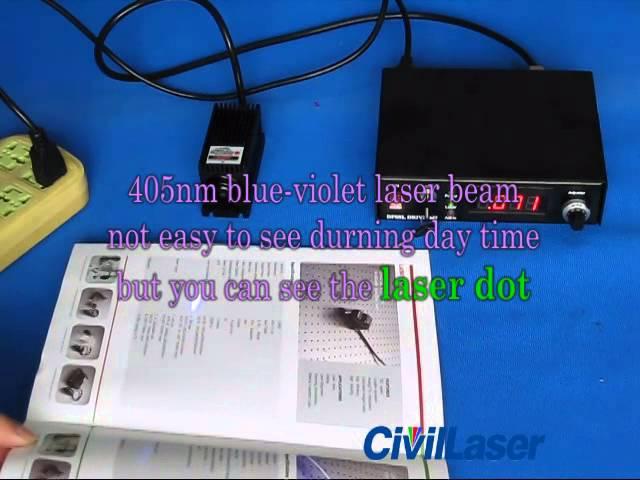 405nm 250mw blue violet laser dpss with power supply -- CivilLaser