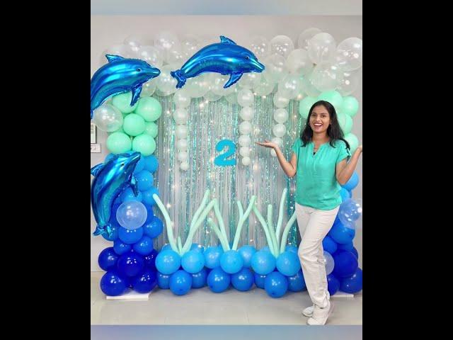 Dolphin Theme Balloon Decorations for Birthday