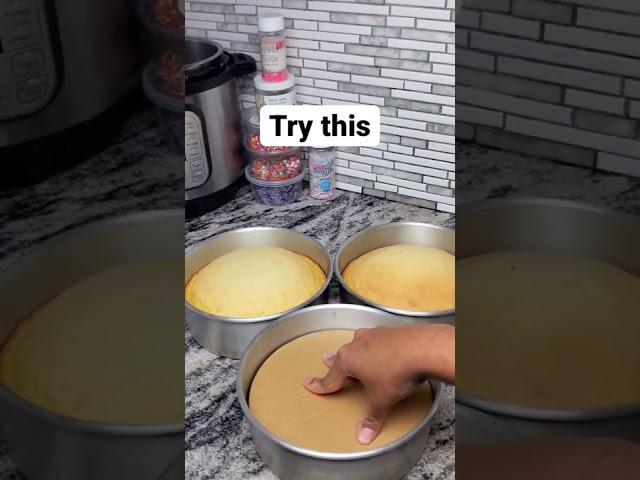 Whenever your cake doesn't bake flat try this out.