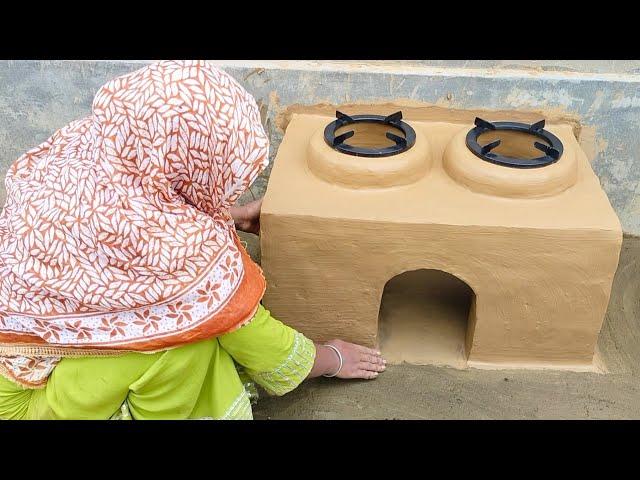 How to make 2 in 1 low smoke Village Chulha with Clay ।  Mud stove Making। Chulha Technique #viral