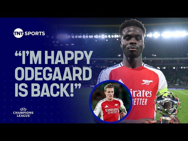 Bukayo Saka heaps praise on Martin Odegaard after Arsenal thrash Sporting in the #UCL 