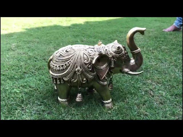 Order Online Royal Brass Elephant Animal Decorative Statue with Engraved Figures #Elephant #Murti