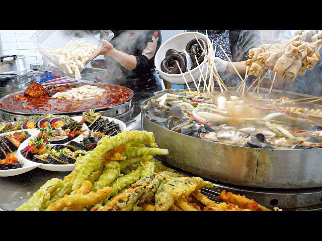 Mass production process of Korean popular snack tteokbokki, tempura, fish cake, and gimbap