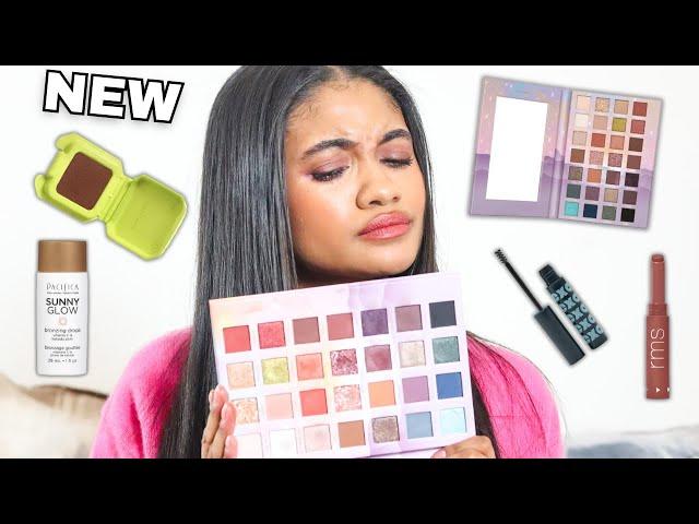 Full face of NEW makeup products ft. a new eye shadow palette & more!