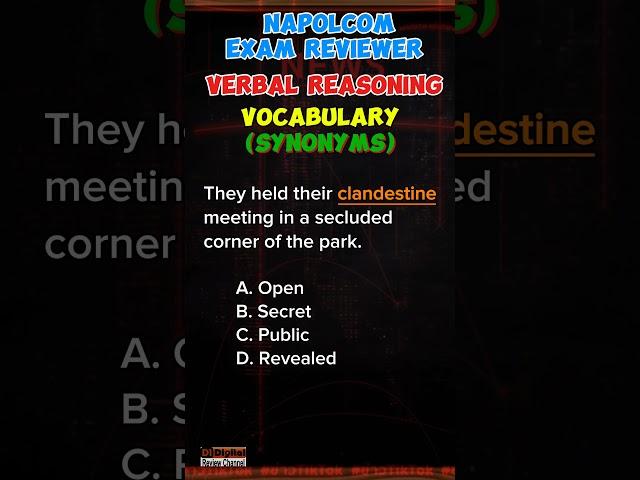 Synonyms - Vocabulary| Verbal Reasoning - Reviewer for Napolcom Exam