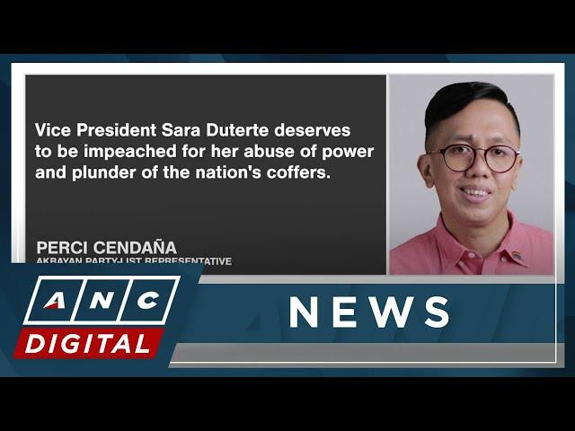 Rep. Cendaña: Duterte deserves to be impeached for abuse of power, plunder of nation's coffers | ANC