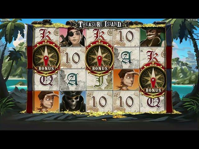 Treasure Island - Quickspin slot game - free spins with Super Wilds feature gameplay