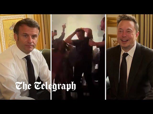 Dishevelled Elon Musk meets French President after night of clubbing in Mexico