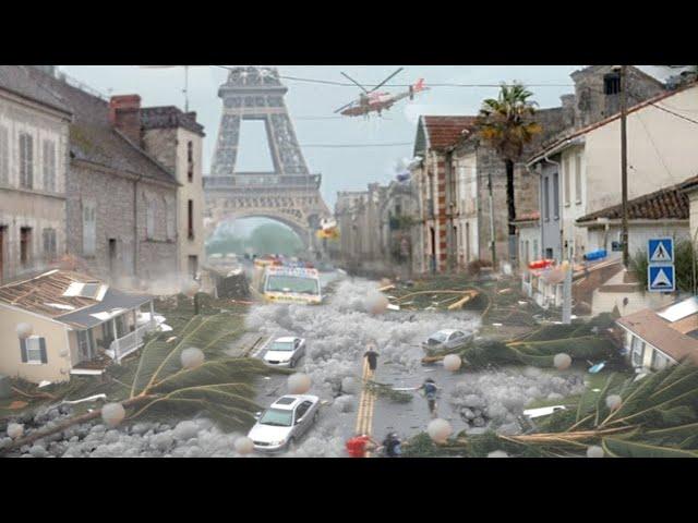 8 minutes ago, Chaos in Paris! The French capital was buried by a severe hail storm