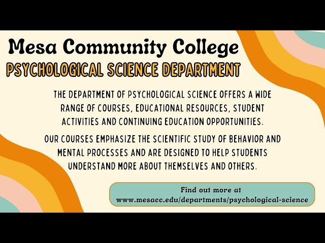 Mesa Community College Psychology Department Fall 2025 Courses Video