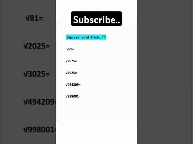 Square root trick | square root tips | maths trick | fast square root trick | easy math trick  |