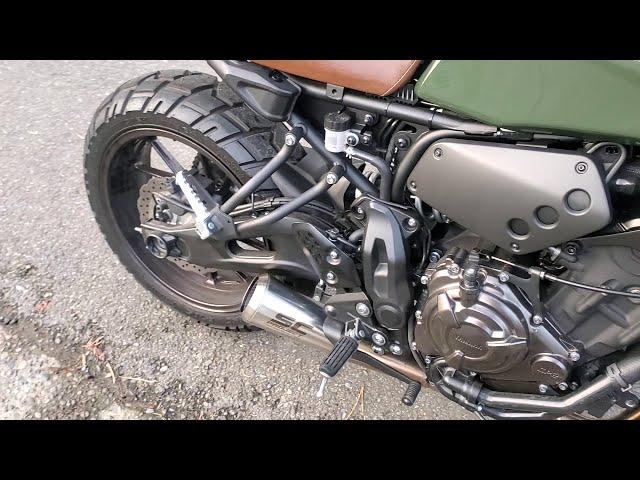 XSR700 WITH SC PROJECT CONIC 70'S STYLE EXHAUST SOUNDS