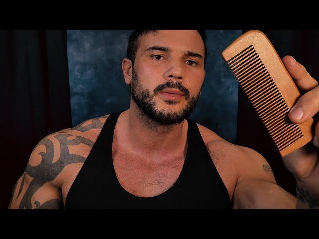 ASMR Safe Male Personal Attention (It's Okay My Friend) Face Brushing - Skin Tracing - Hair Combing