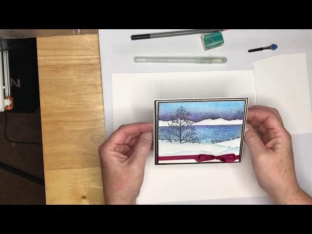 Blue Knight Rubber Stamps: Creating a Winter Snow Scene Card with PanPastels & the Lake Shore stamp