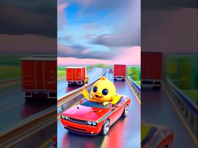 Cute little duck driving Dodge challenger car! ️ #littleduck #cuteduck #shorts