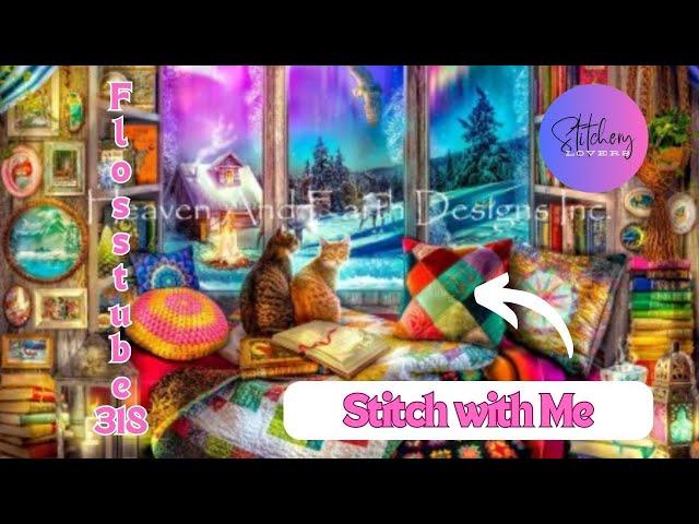 STITCH WITH ME [HAED Mini The Winter Reading Nook FLOSSTUBE #318 Close Up Stitching STITCHERY LOVERS