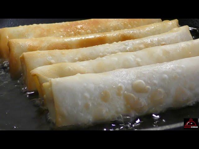 Easy Spring Rolls with Homemade Wrappers / Sheets  - اسپرینک رول مرغ