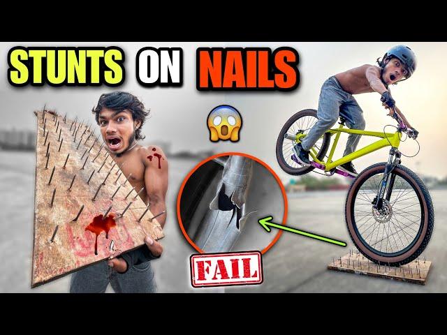 Cycle Stunt VS. 100 NAILS | SHOCKING Result!