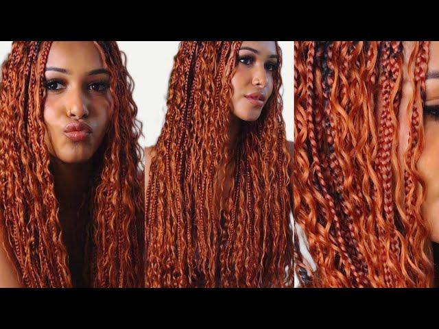 Giving myself ginger boho knotless braids|