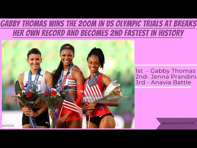 WOMENS 200m | GABBY THOMAS Runs Top Timing Of This year at US Olympic Trials With PB of 21.98s 