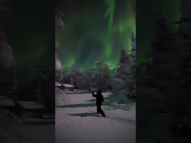 The most amazing northern lights with the full moon in Lapland, Finland