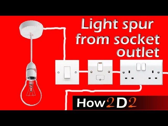 Light spur from socket Spur for lighting off ring main wiring connection