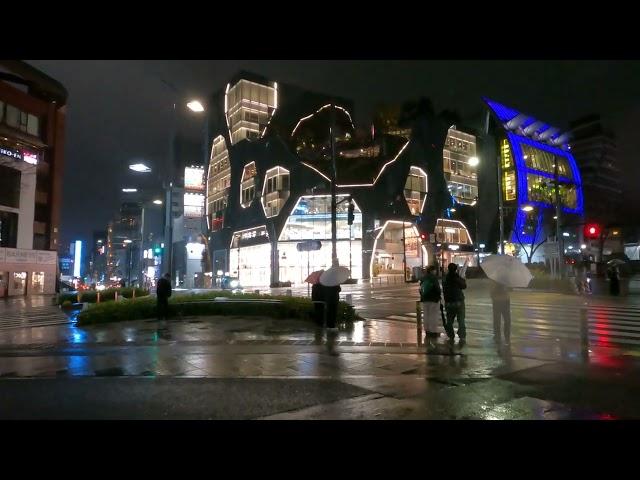 TOKYO Harajuku Relaxing Rainy Night Walk | Japan ASMR 4K | VXT TRAVEL