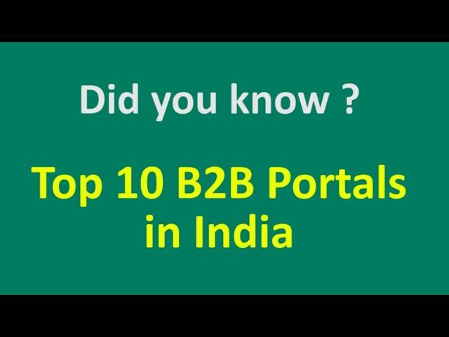 Top 10 B2B portal in the World | Best B2B Marketplace