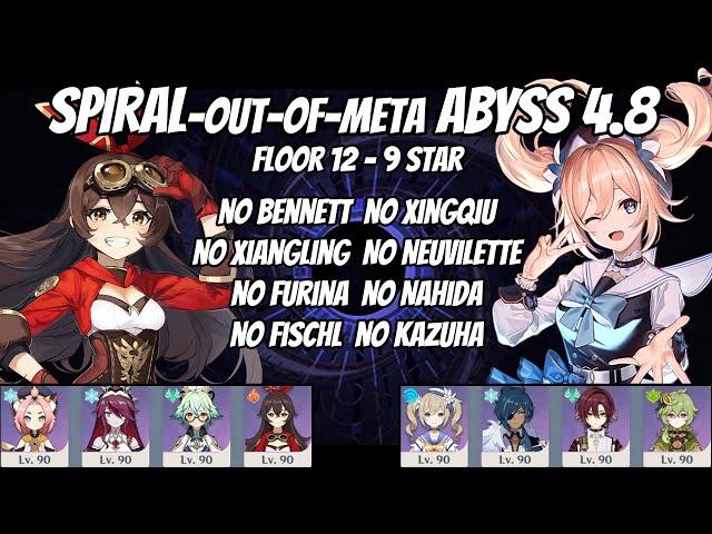 The Spiral Abyss 4.7 run without Bennett Xiangling Xingqiu Neuvillette Furina Nahida Kazuha Fischl