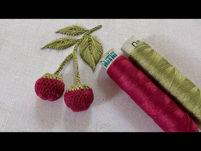 3D Raspberry embroidery design using sewing thread|embroidery designs|handembroiderydesigns