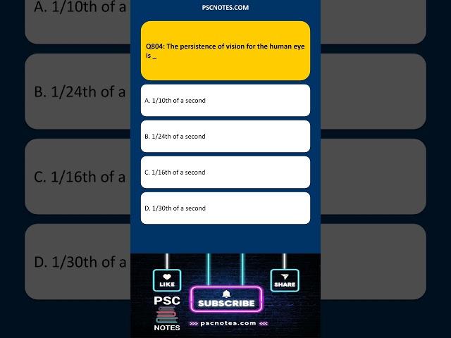 GK MCQ Quiz The persistence of vision for the human eye is