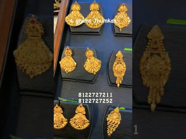 only 4 grams gold earrings designs/daily wear earrings collections/fancy jhumkas