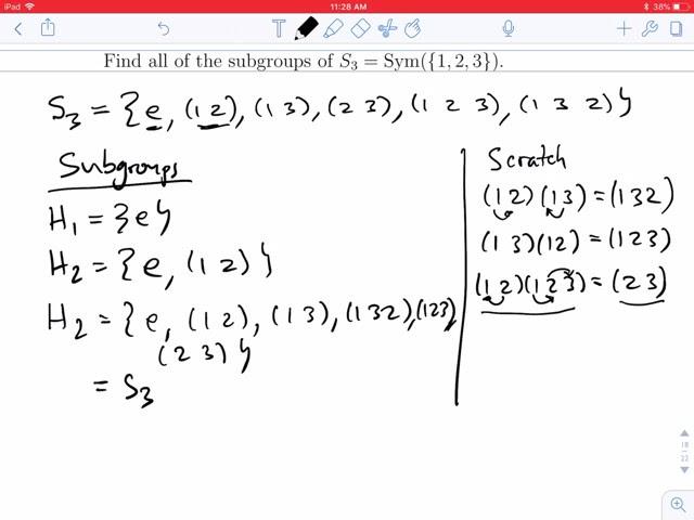 Groups: Subgroups of S_3