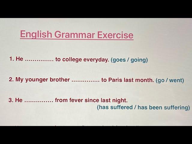 English Grammar Exercise - Verbs | helping verbs