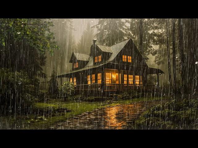 Heavy Rain Sounds in The Foggy Forest for Sleeping |  Thunderstorm for Insomnia, Relaxing, ASMR